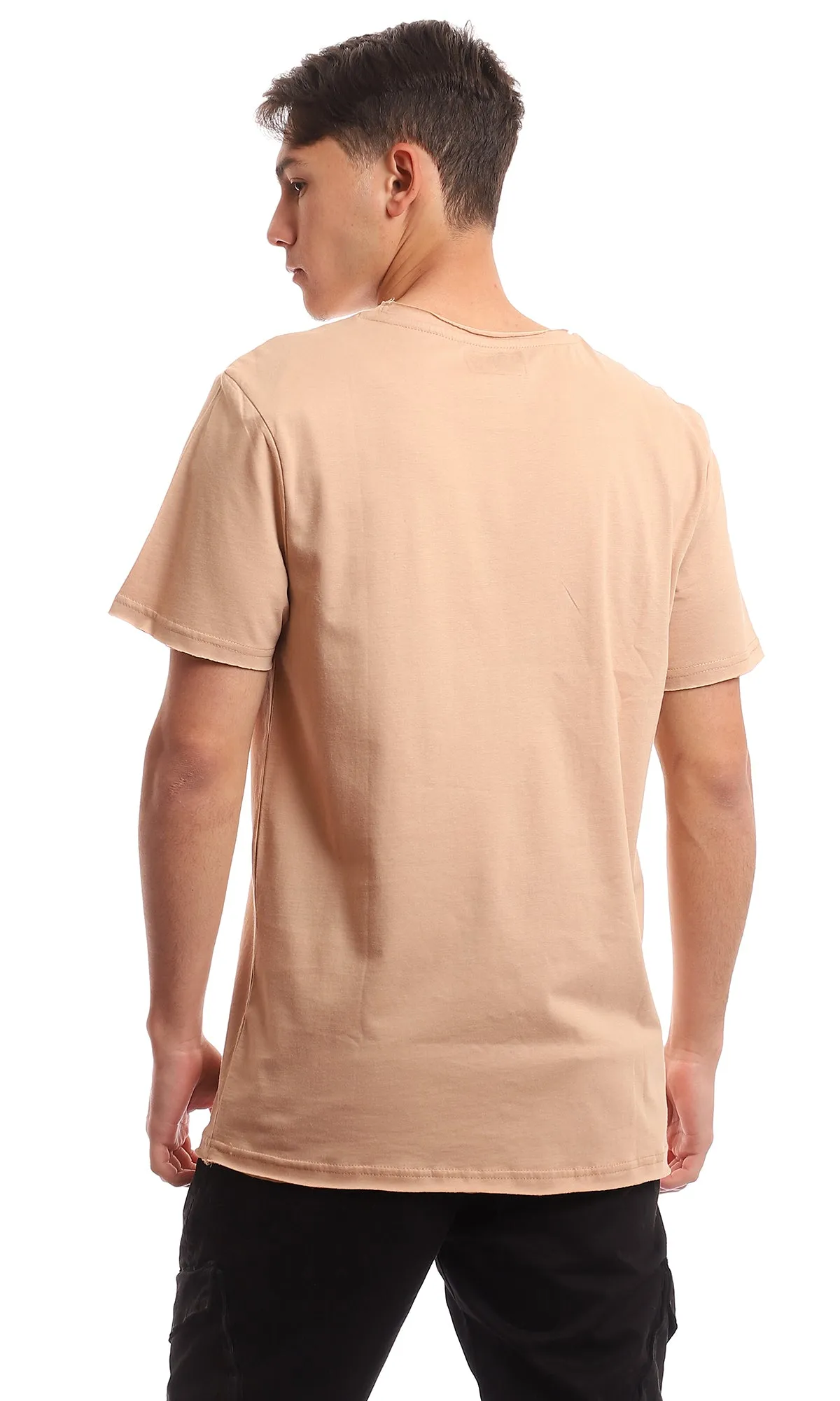 97700 Crew Neck Comfy Fit Round Coffee Solid T-Shirt