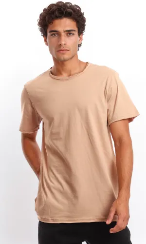 97700 Crew Neck Comfy Fit Round Coffee Solid T-Shirt