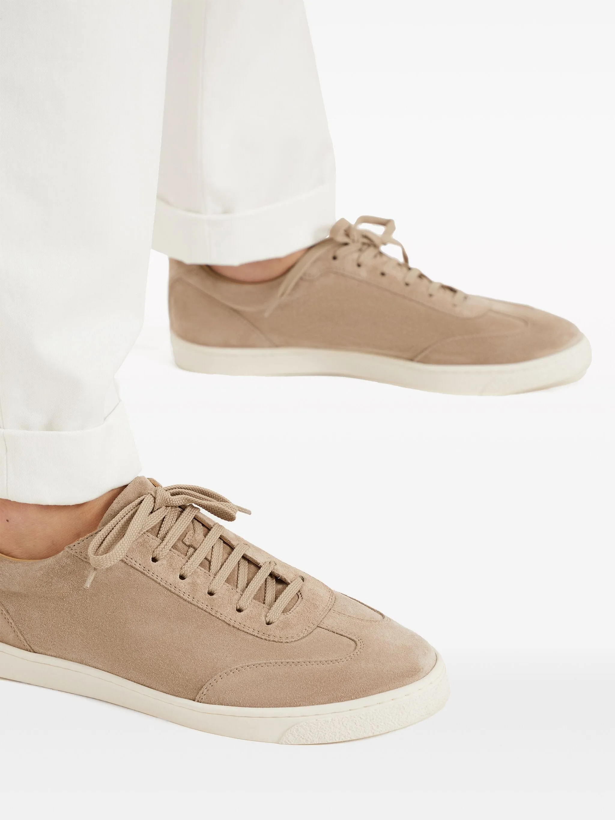 Almond-Toe Leather Sneakers