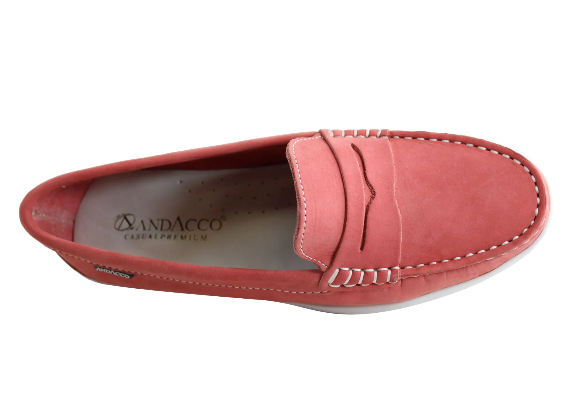 Andacco Millie Womens Comfortable Flat Leather Loafers Made In Brazil