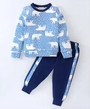 Bear Printed Top with Coordinating Joggers Set