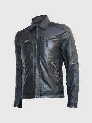 Black Leather Zipper Jacket