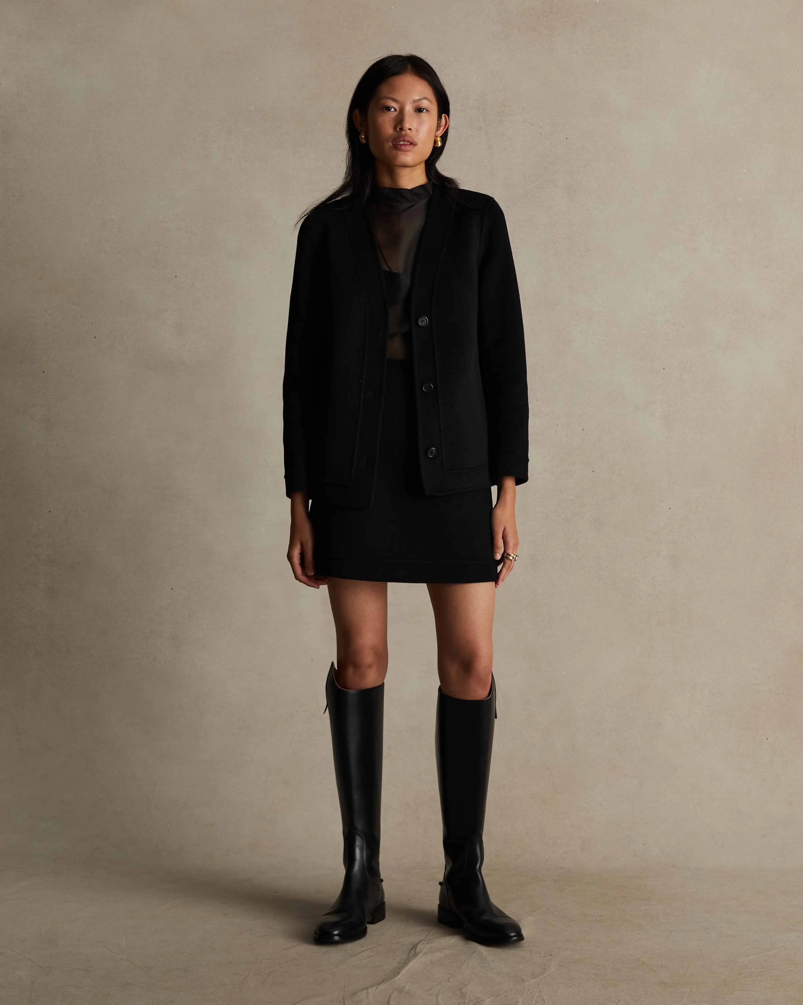 Black Wool Silk Elsa Jacket