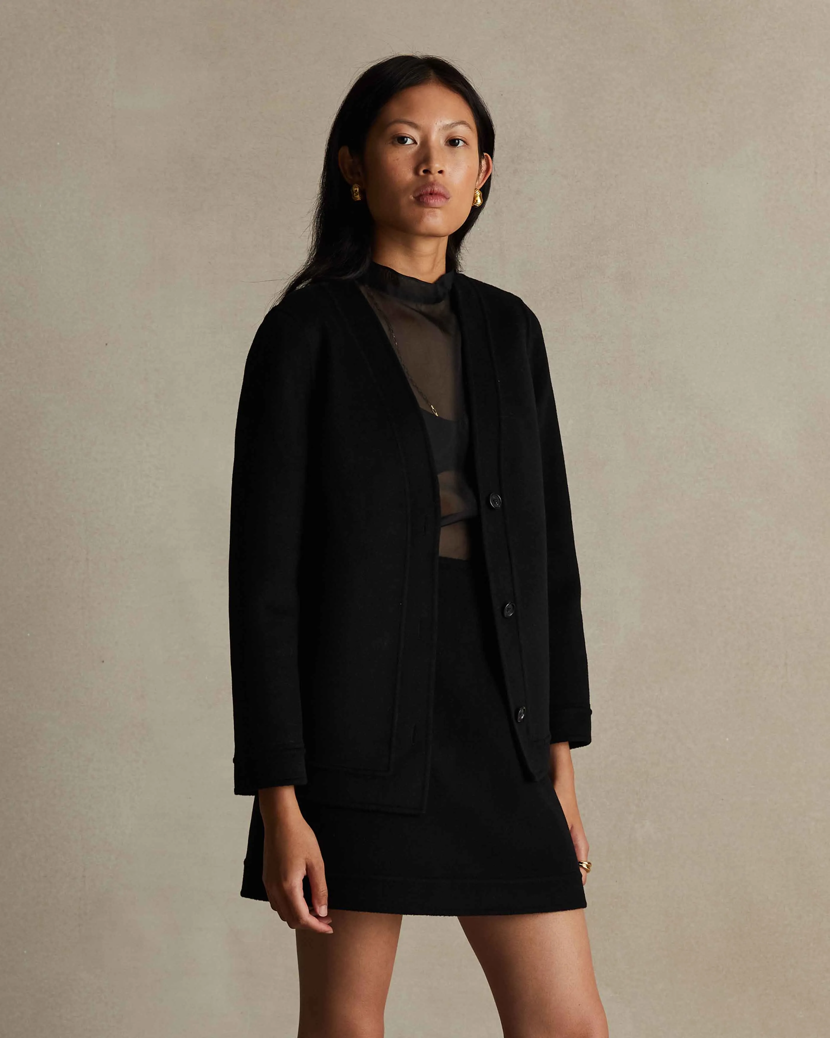 Black Wool Silk Elsa Jacket