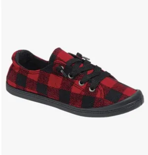 Black/Red Plaid Sneakers - #5451-5458