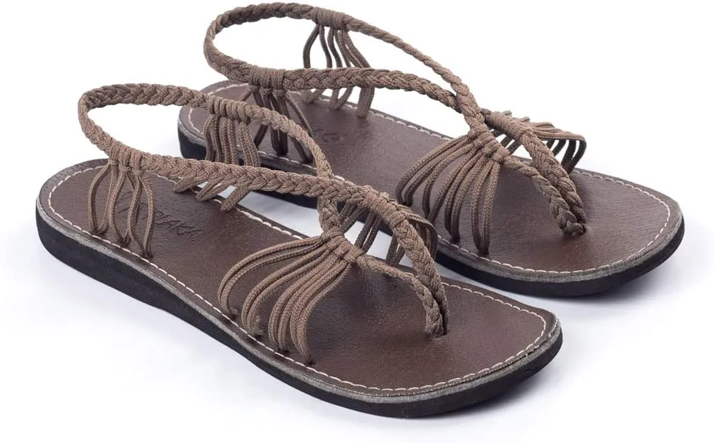 Boho Sage Green Handwoven Braided Flat Sandals