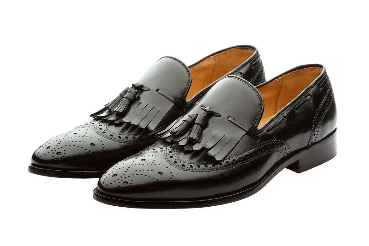 BROGUE WINGCAP KELTY LOAFERS- BLACK