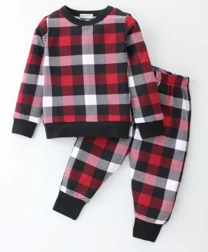 Checkered Printed Sweatshirt Jogger Set