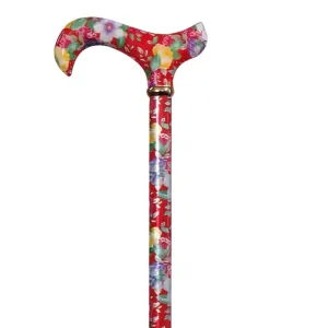 Classic Canes Tea Party Derby - Red Floral Cane