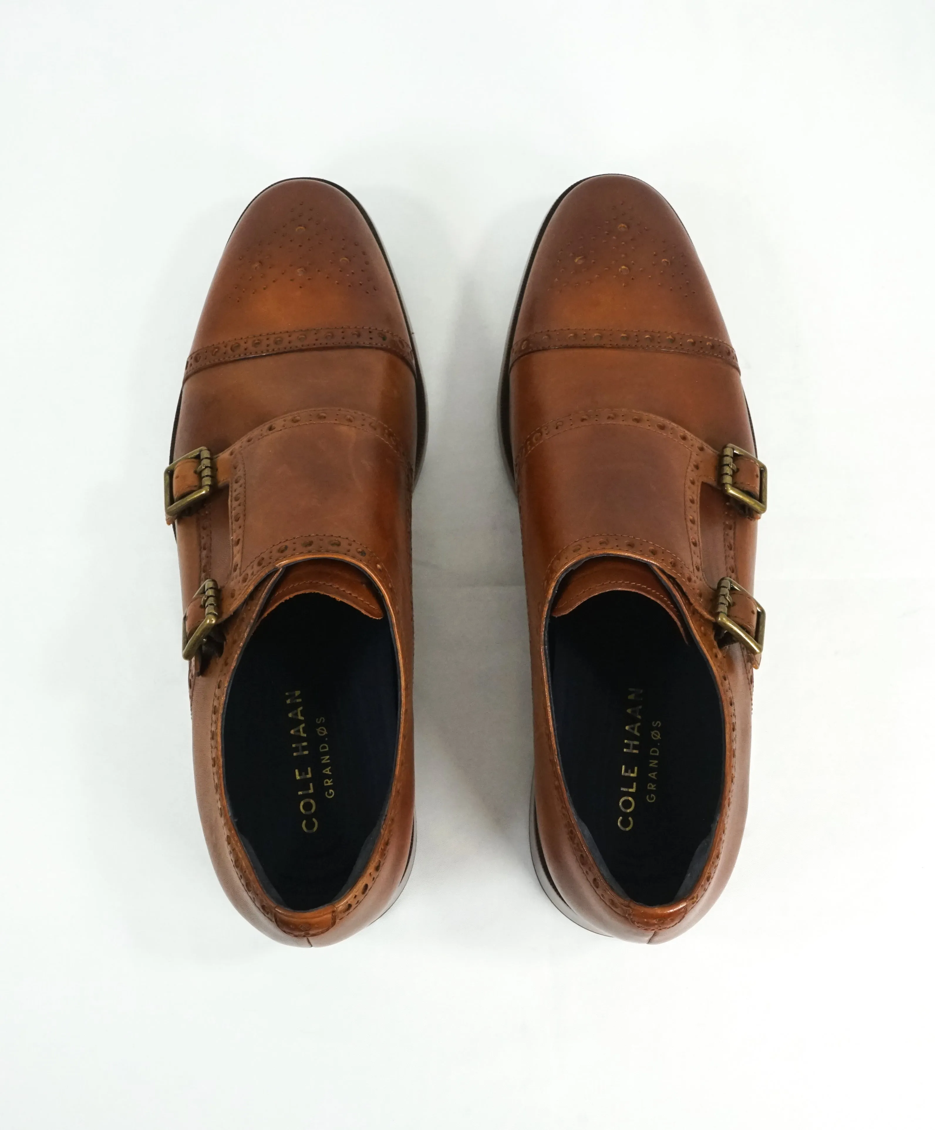 COLE HAAN - Brown Cap Toe Double Monk Strap Loafers "Grand OS” - 10.5