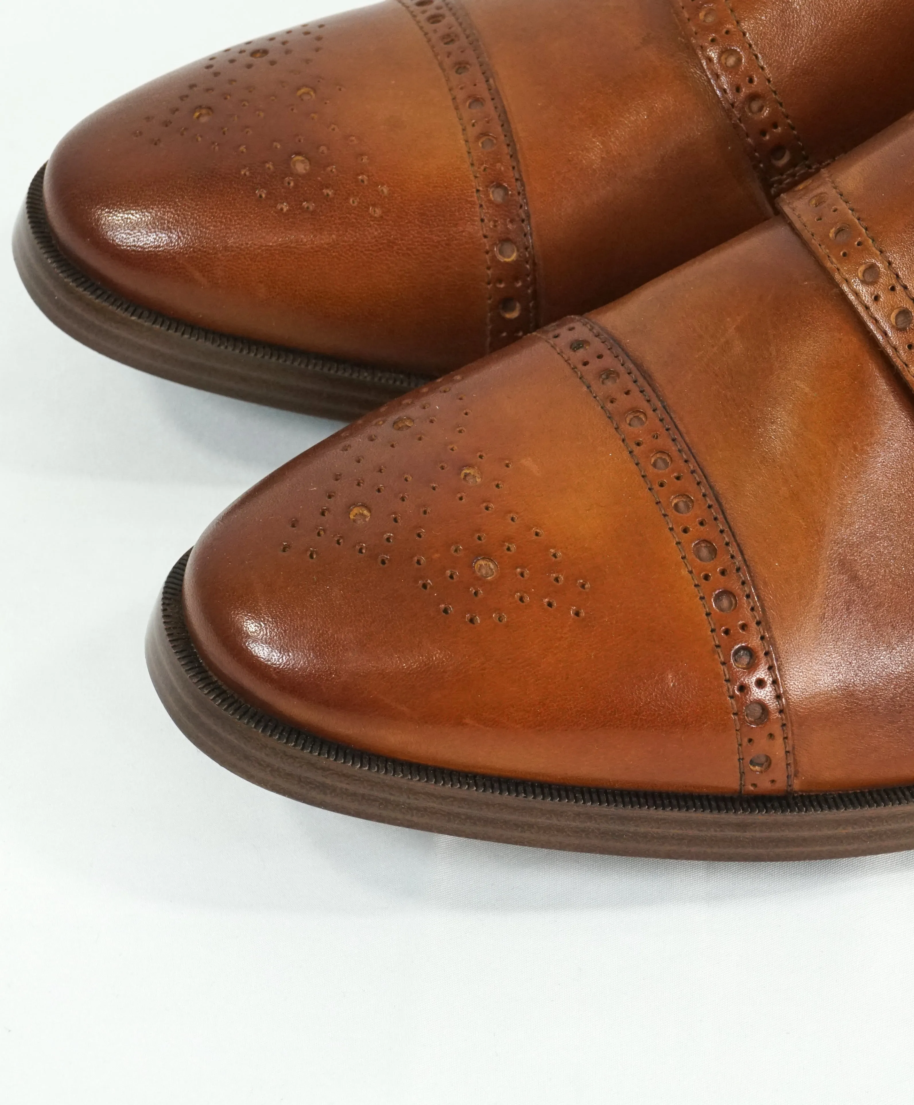 COLE HAAN - Brown Cap Toe Double Monk Strap Loafers "Grand OS” - 10.5