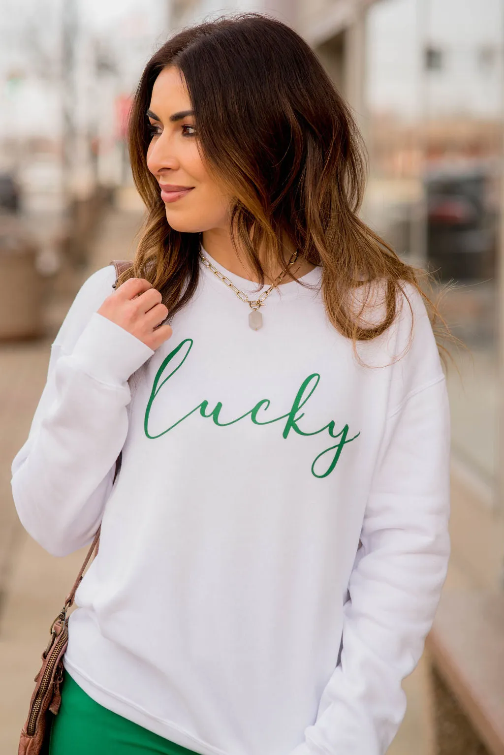 Cursive Lucky Graphic Crewneck