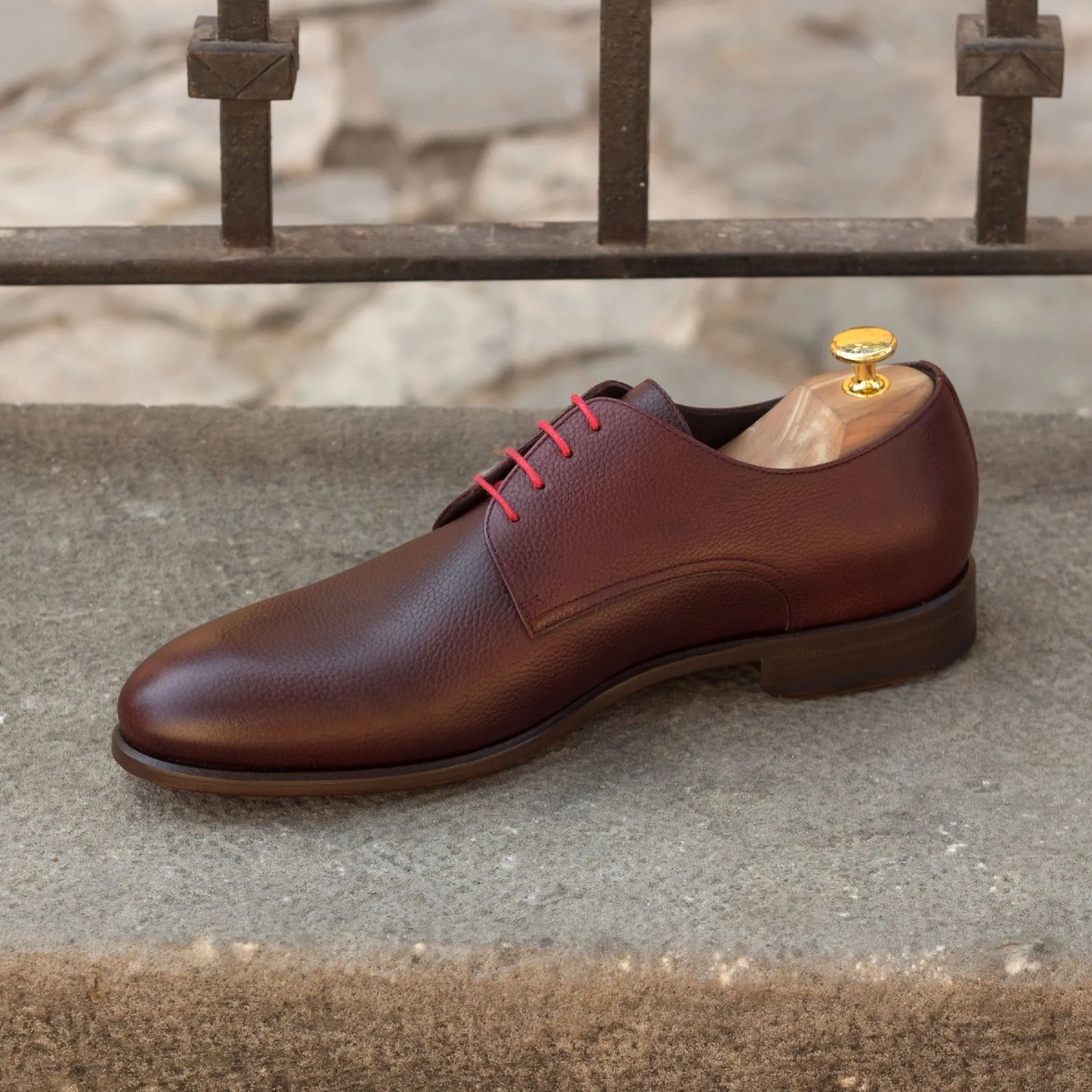 DapperFam Vero in Burgundy Men's Italian Full Grain Leather Derby