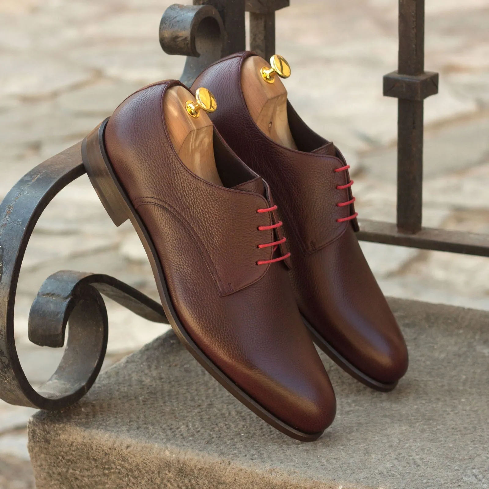 DapperFam Vero in Burgundy Men's Italian Full Grain Leather Derby