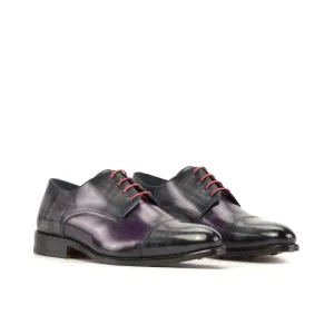 DapperFam Vero in Grey / Purple Men's Hand-Painted Patina Derby