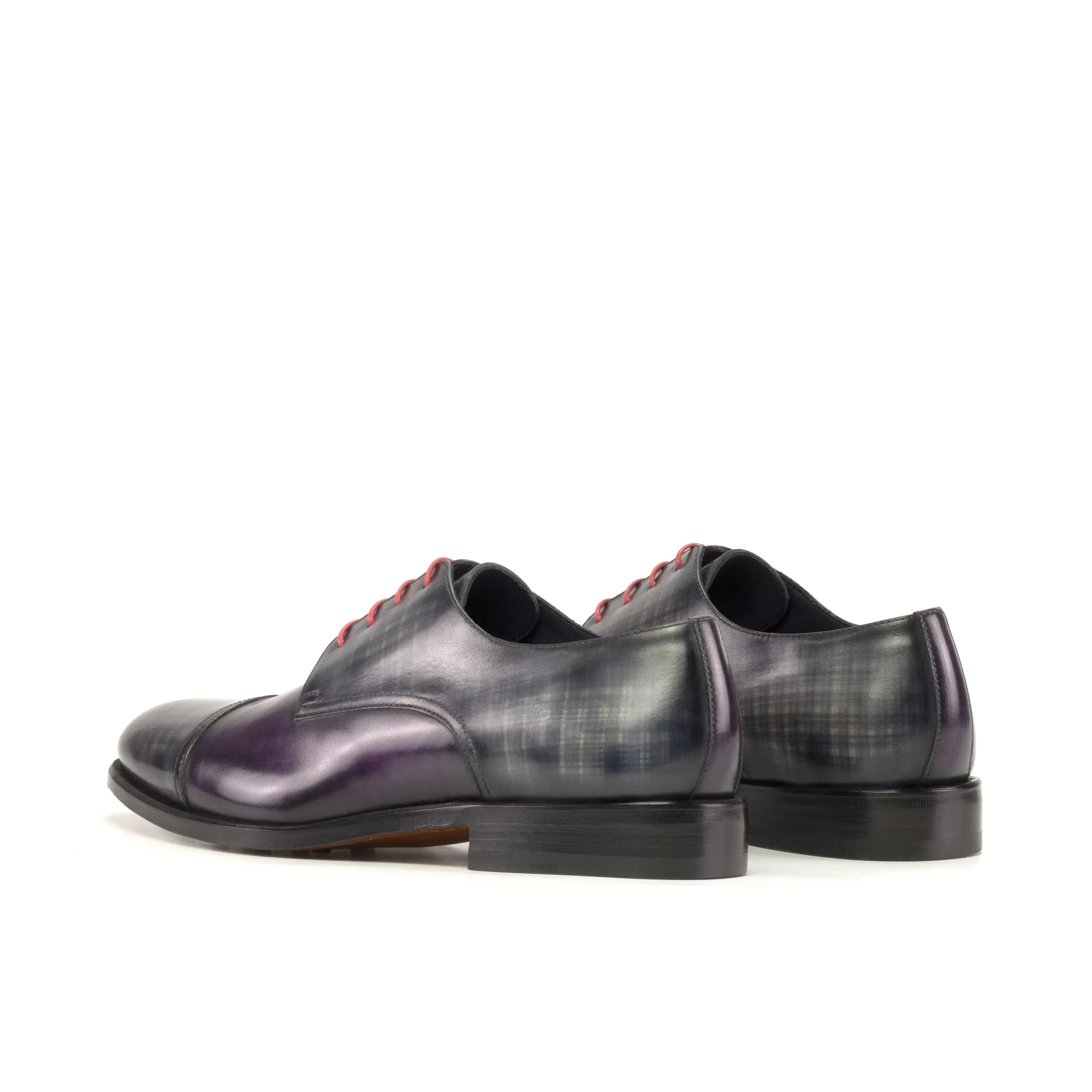 DapperFam Vero in Grey / Purple Men's Hand-Painted Patina Derby