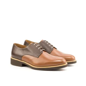 DapperFam Vero in Med Brown / Dark Brown Men's Italian Leather & Italian Pebble Grain Leather Derby