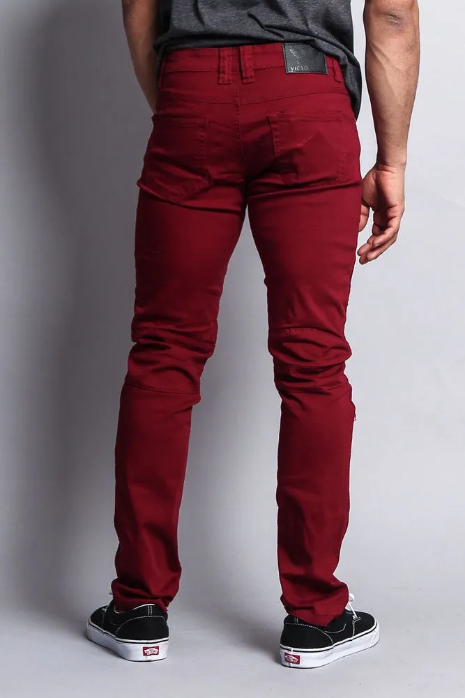 Distressed Biker Twill Skinny Pants