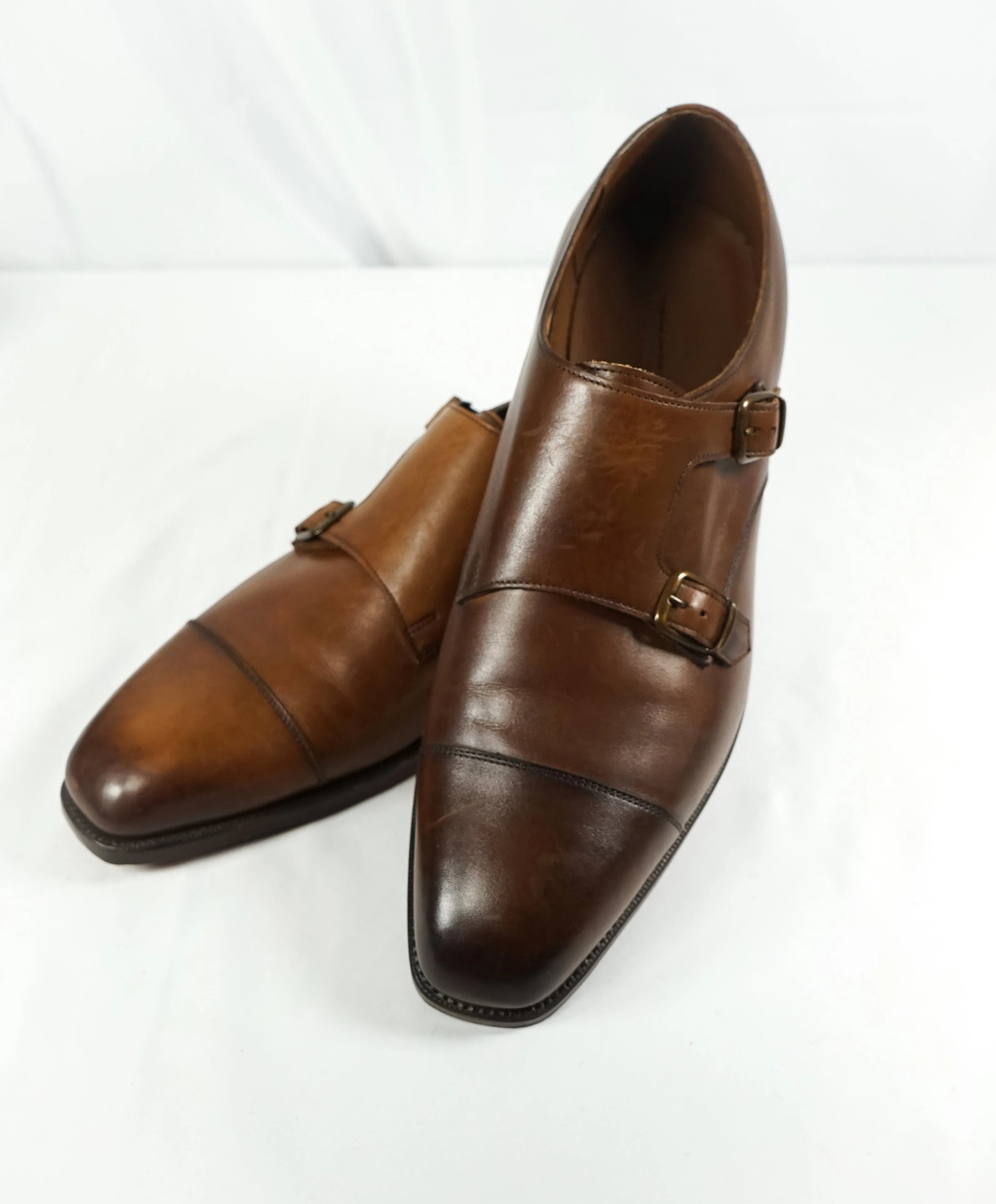 EDWARD GREEN -Iconic Double Monk Cap-Toe Burnished Brown - Hand Made - 9US