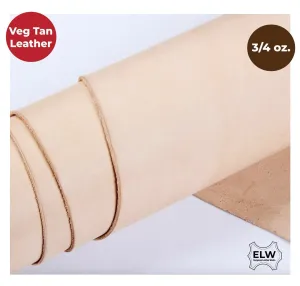 ELW Veg Tan Full Grain Leather Cowhide Pre-Cut Pieces 3/4 oz. (1.2-1.6 mm) - Import AA Grade Tooling Leather Hide - Vegetable Tanned Leather for Tooling, Carving, Molding, Dyeing: (12"x24")