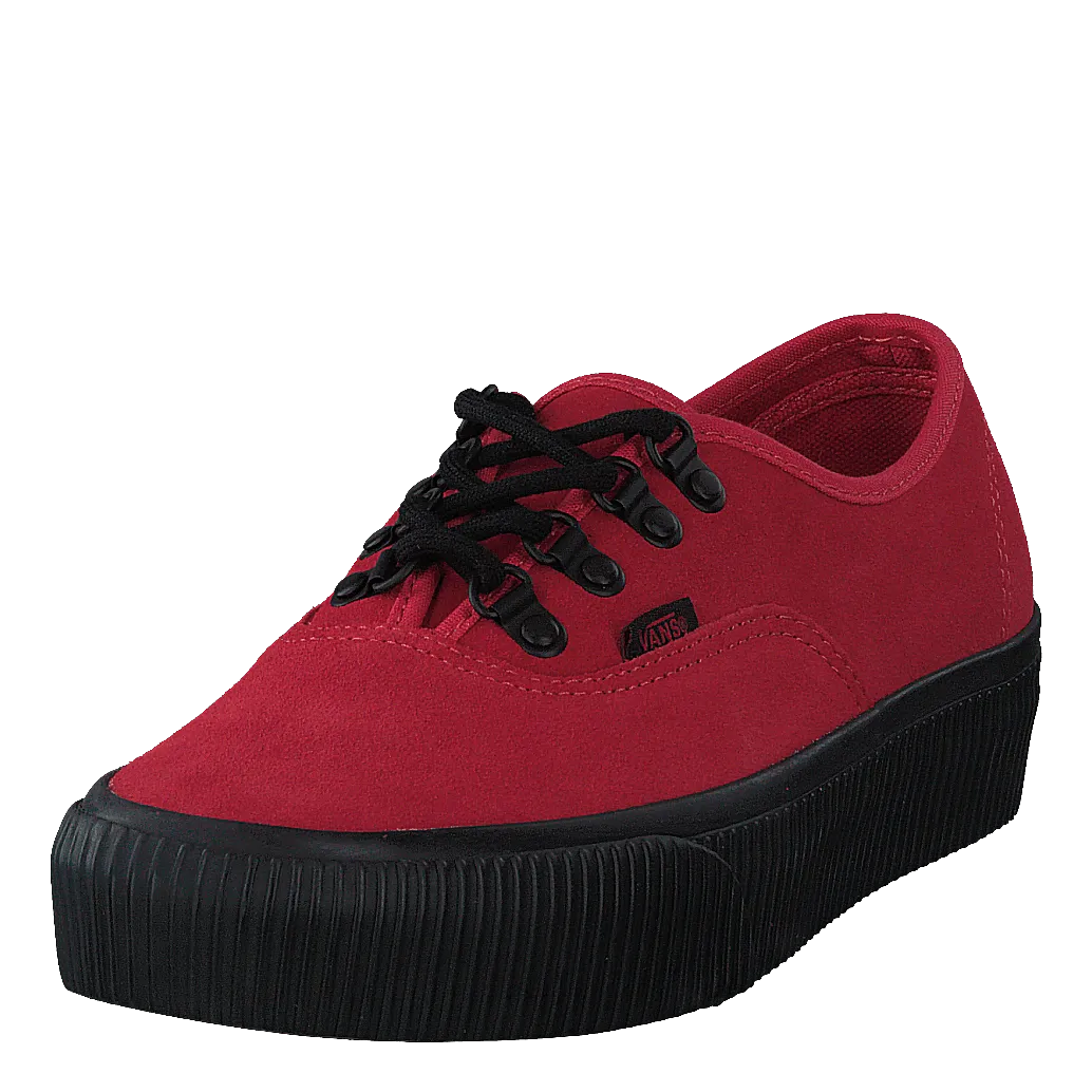 Embossed Authentic Platform 2. Rococco Red-black