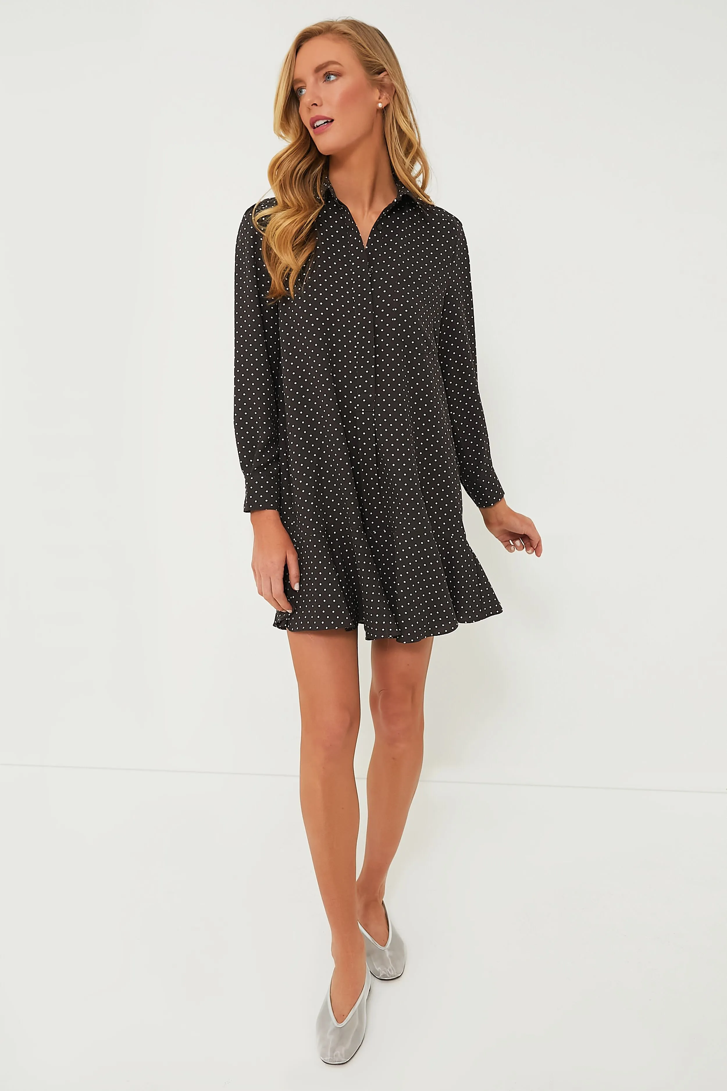 Espresso Dot Crepe Callahan Shirt Dress