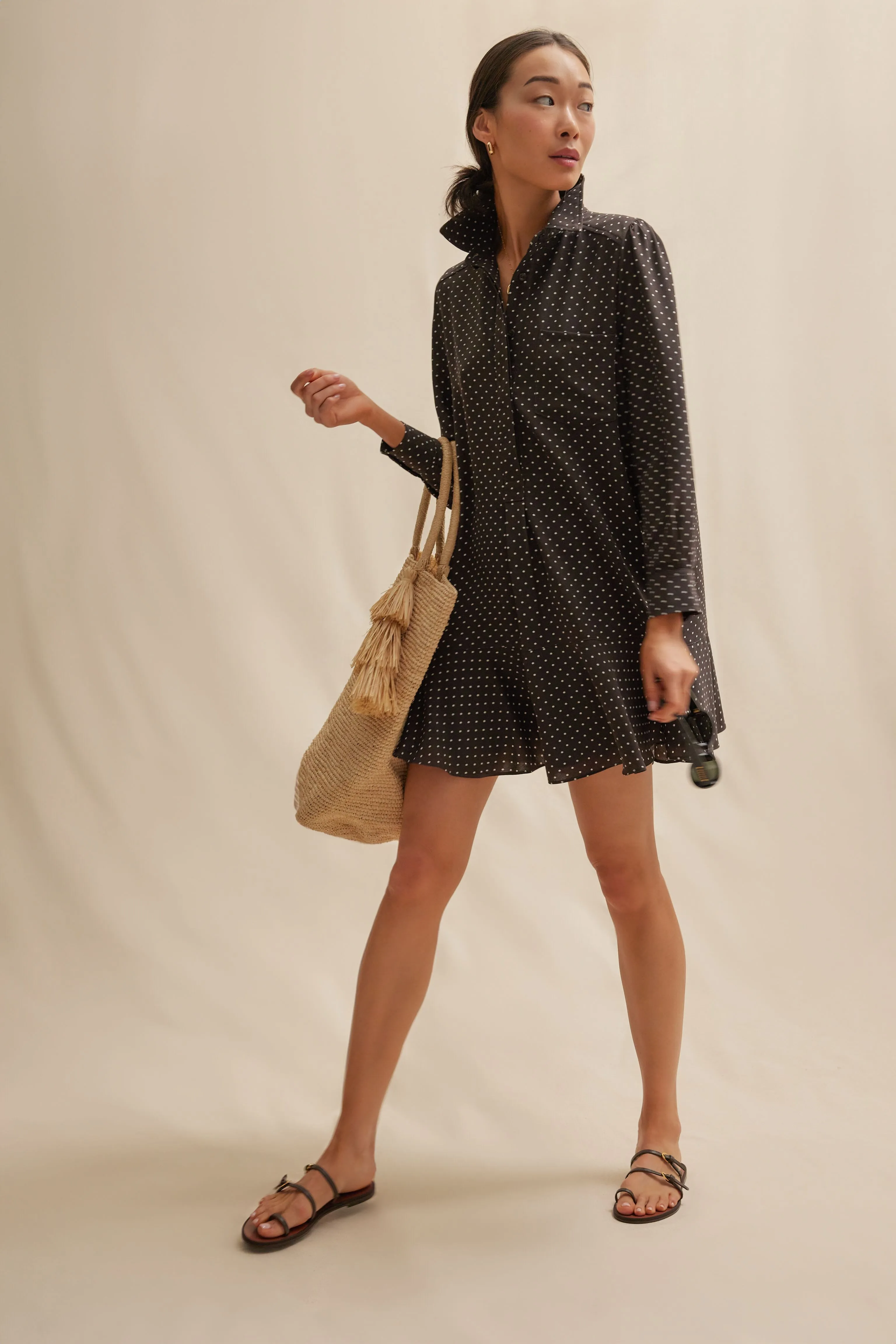 Espresso Dot Crepe Callahan Shirt Dress