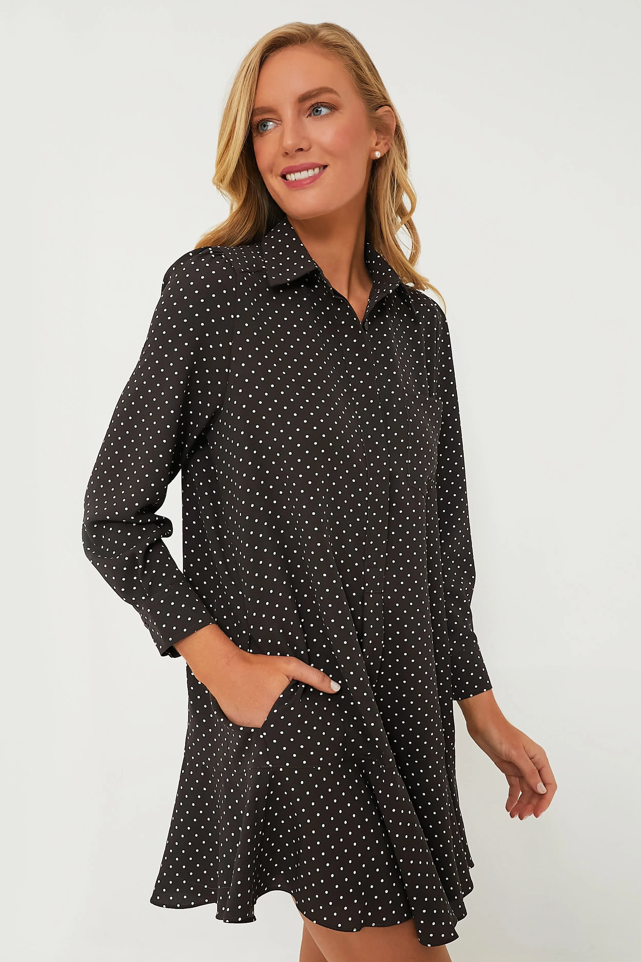 Espresso Dot Crepe Callahan Shirt Dress