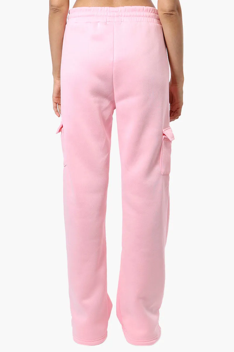 Fahrenheit Fleece Tie Waist Cargo Sweatpants - Pink