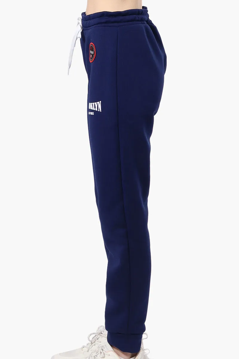 Fahrenheit Tie Waist Brooklyn Print Joggers - Navy