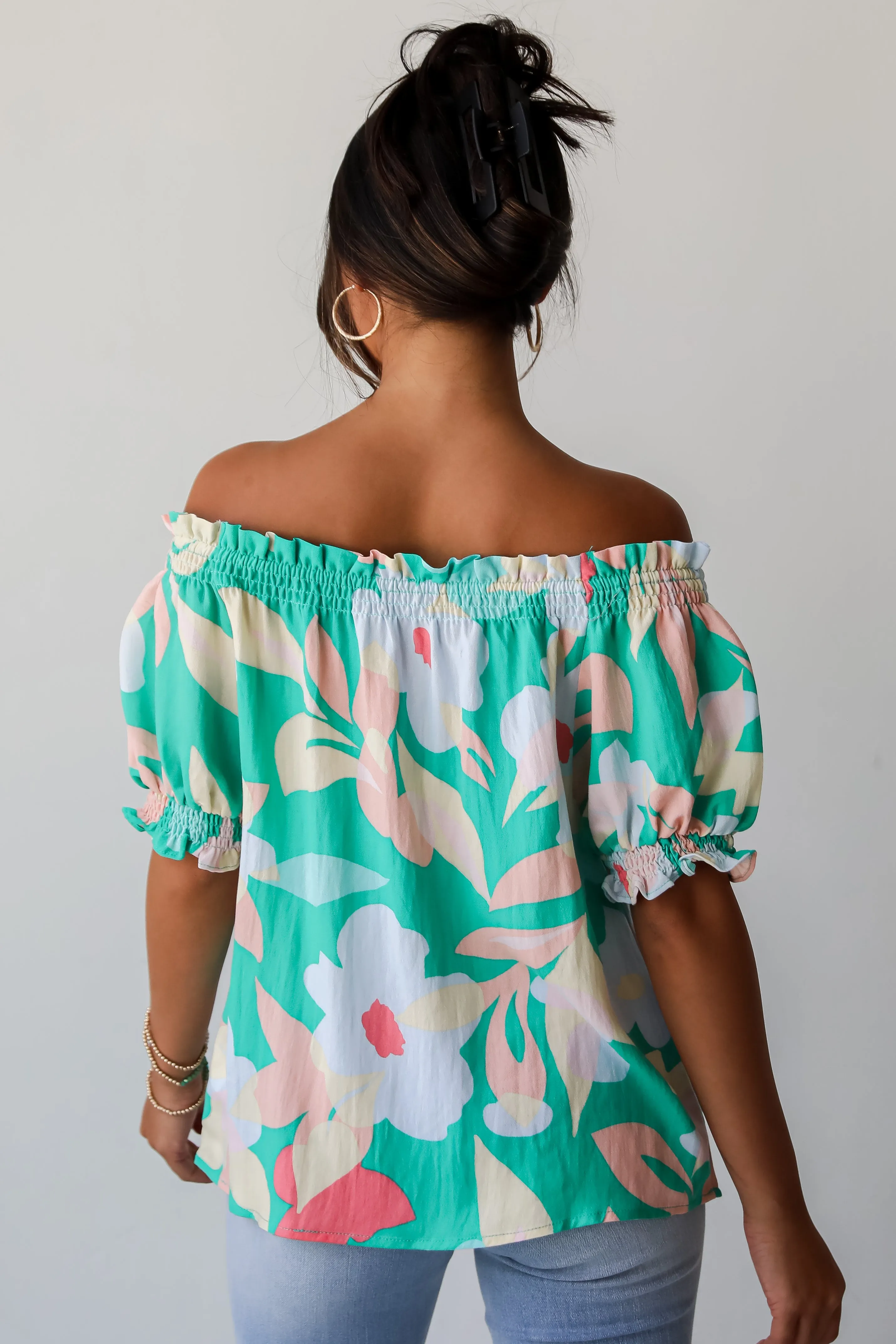 FINAL SALE - Sunshine Seeking Green Floral Blouse