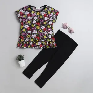 Floral with Bottom Frill Leggings Set