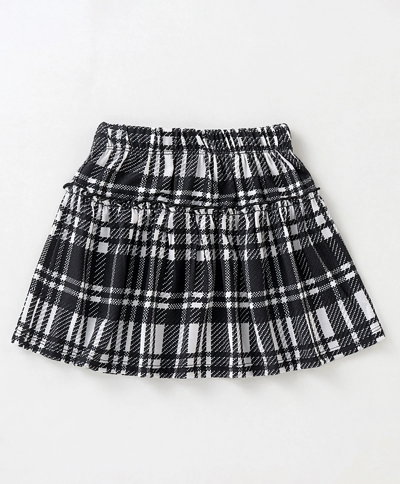 Front Frilled Top Checkered Skirt Set