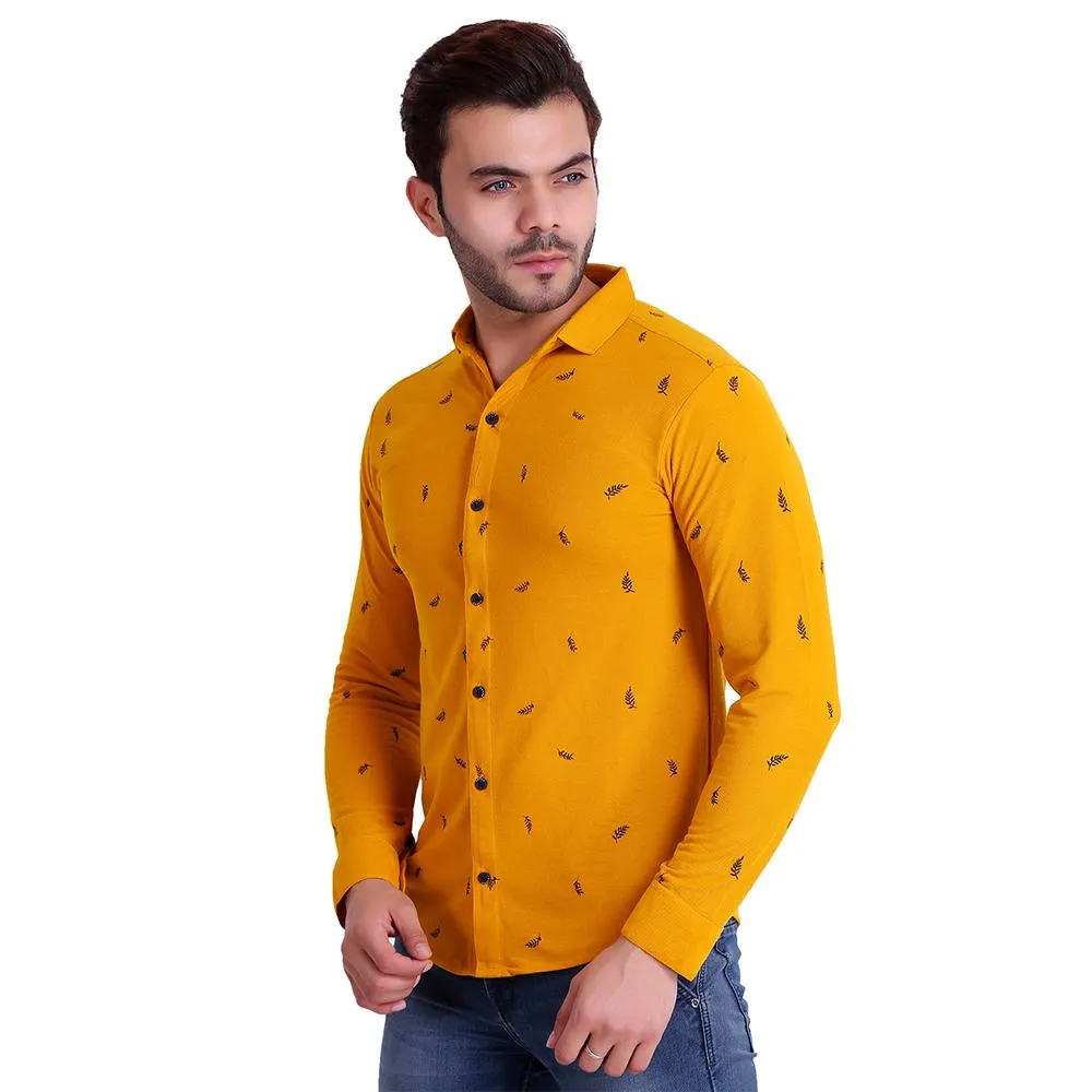 HiFlyers Men Polo Neck Printed Shirt Yellow