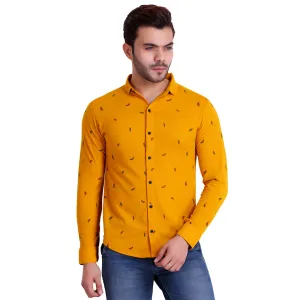 HiFlyers Men Polo Neck Printed Shirt Yellow