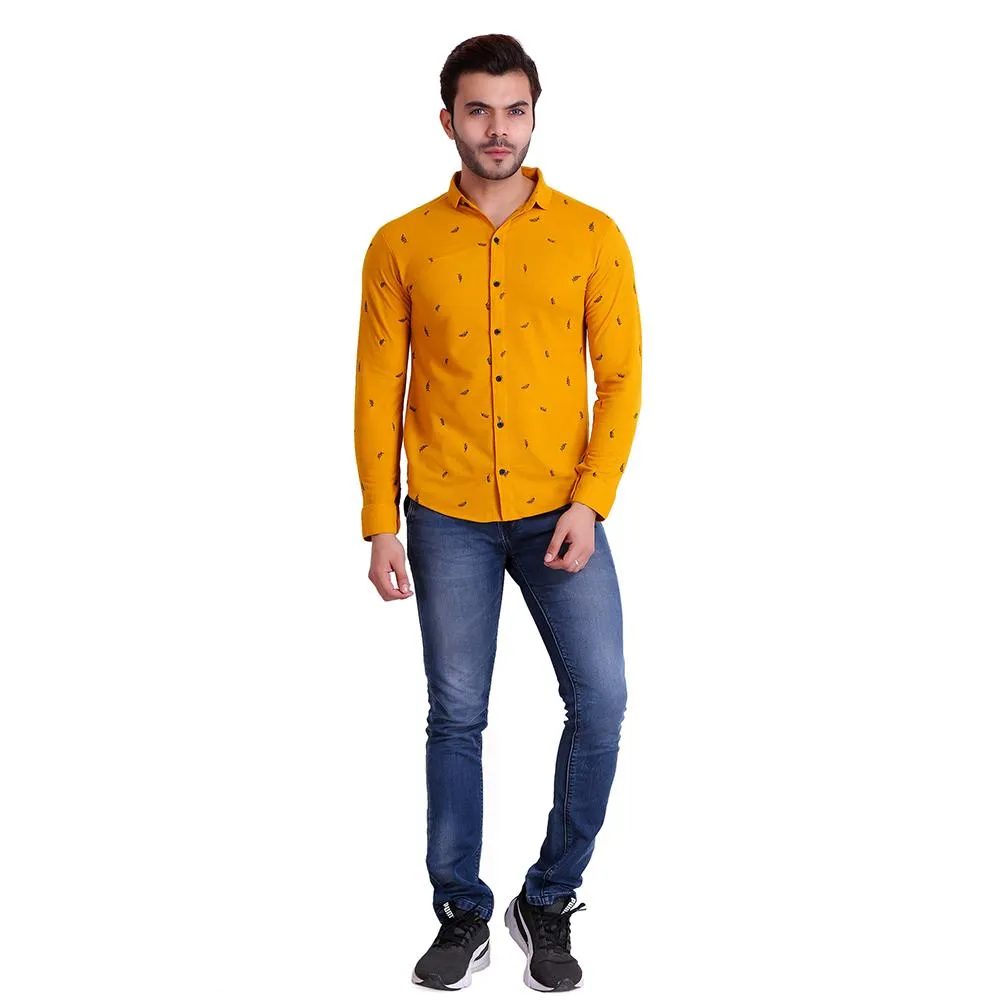 HiFlyers Men Polo Neck Printed Shirt Yellow