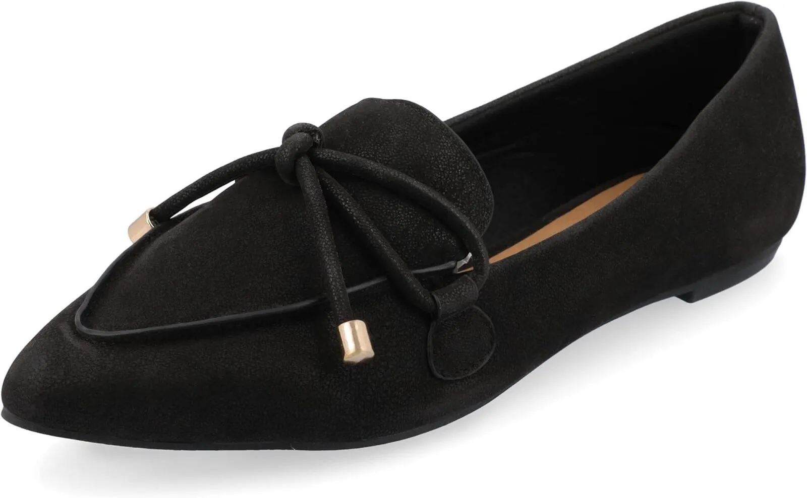 Journee Collection Womens Muriel Slip On Pointed Toe Loafer Flats Shoes Black 7M