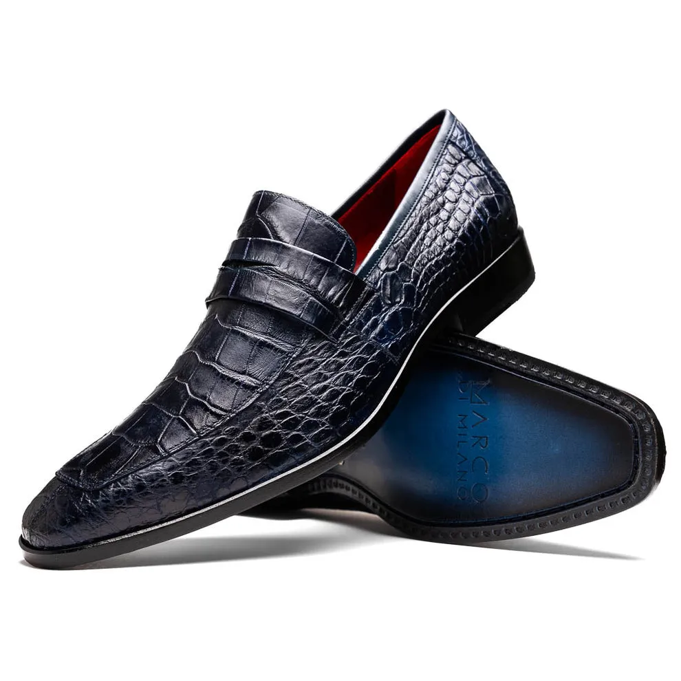 Marco Di Milano Matteo Men's Shoes Genuine Alligator Dress Penny Loafers (MDM1182)