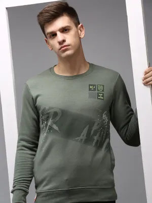 Men Green Solid Sweatshirt