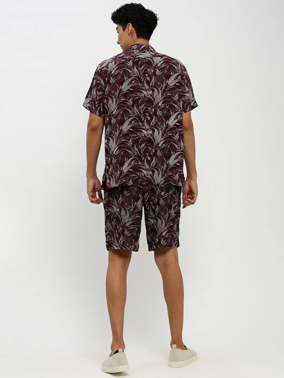 Men Magenta Printed Co ordSet