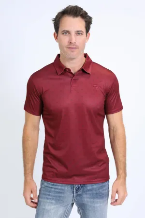 Mens Performance Fabric Print Red Polo