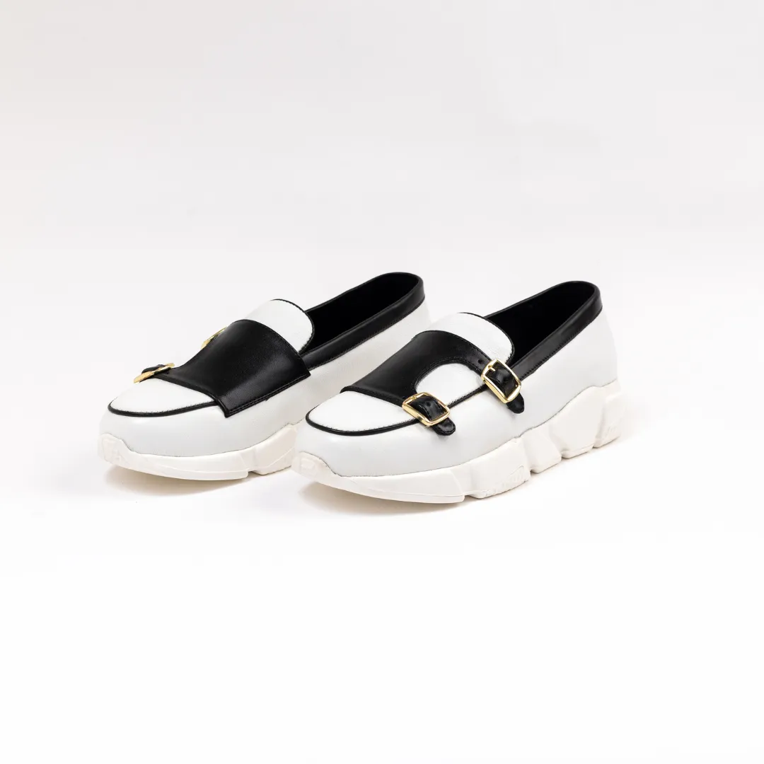 Monkstory Chunky Double Monk Sneakers - White/Black