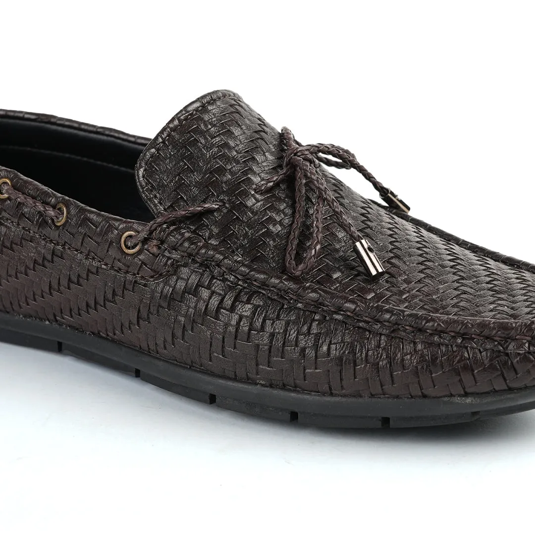 Monkstory Patterned Square Driving Shoes - Brown