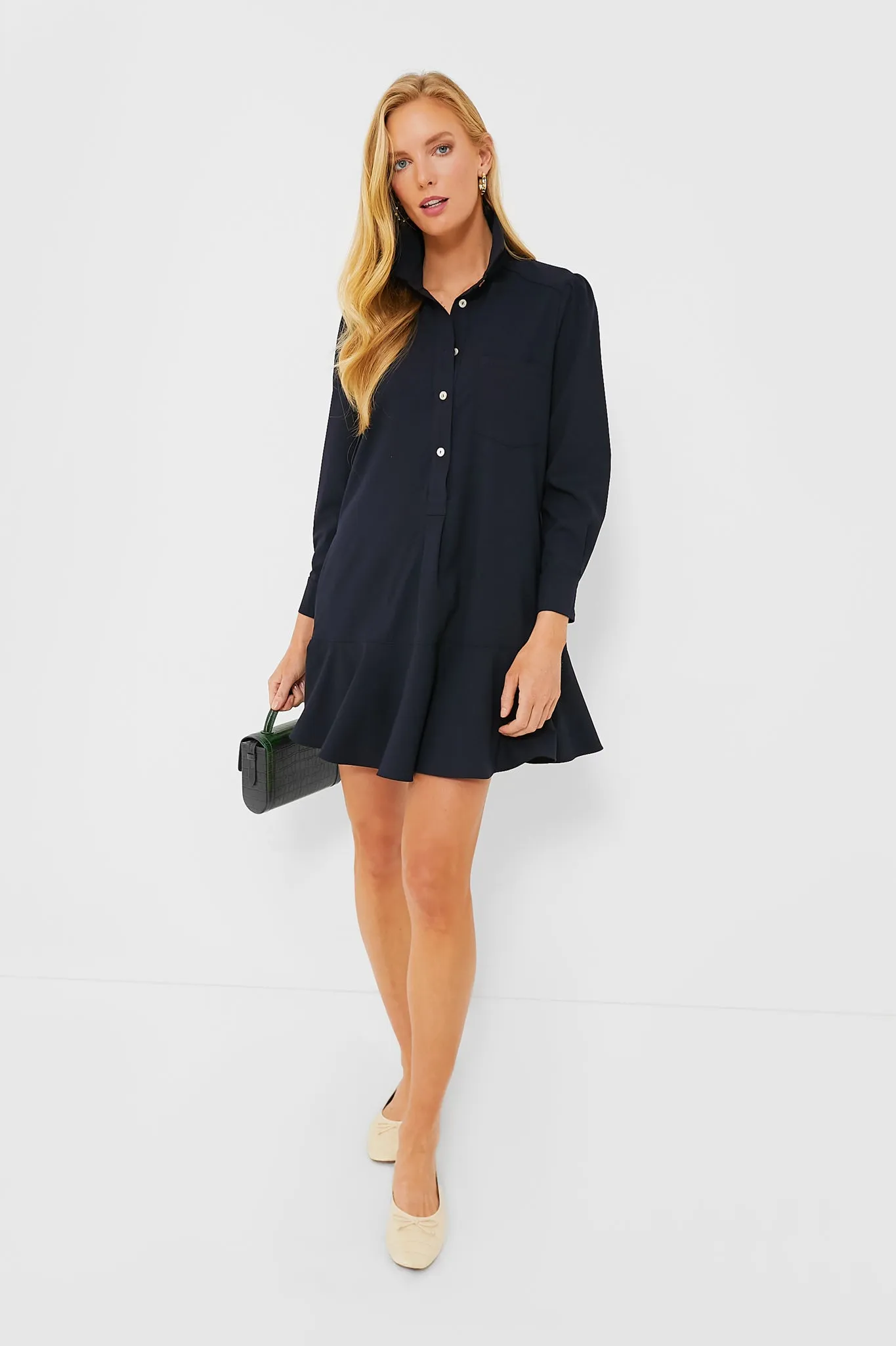 Navy Crepe Callahan Shirt Dress