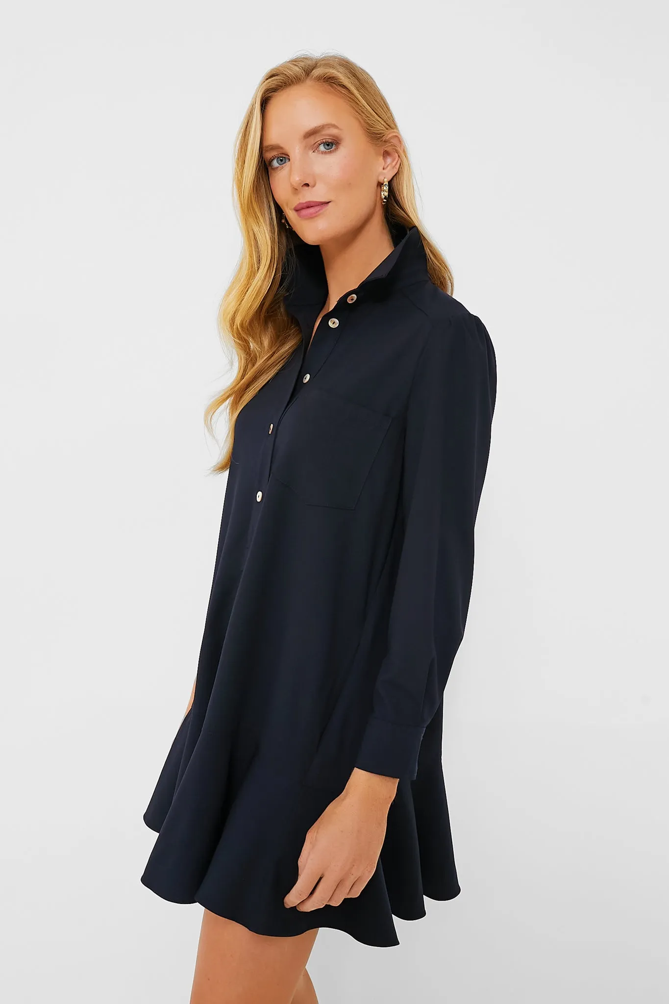 Navy Crepe Callahan Shirt Dress