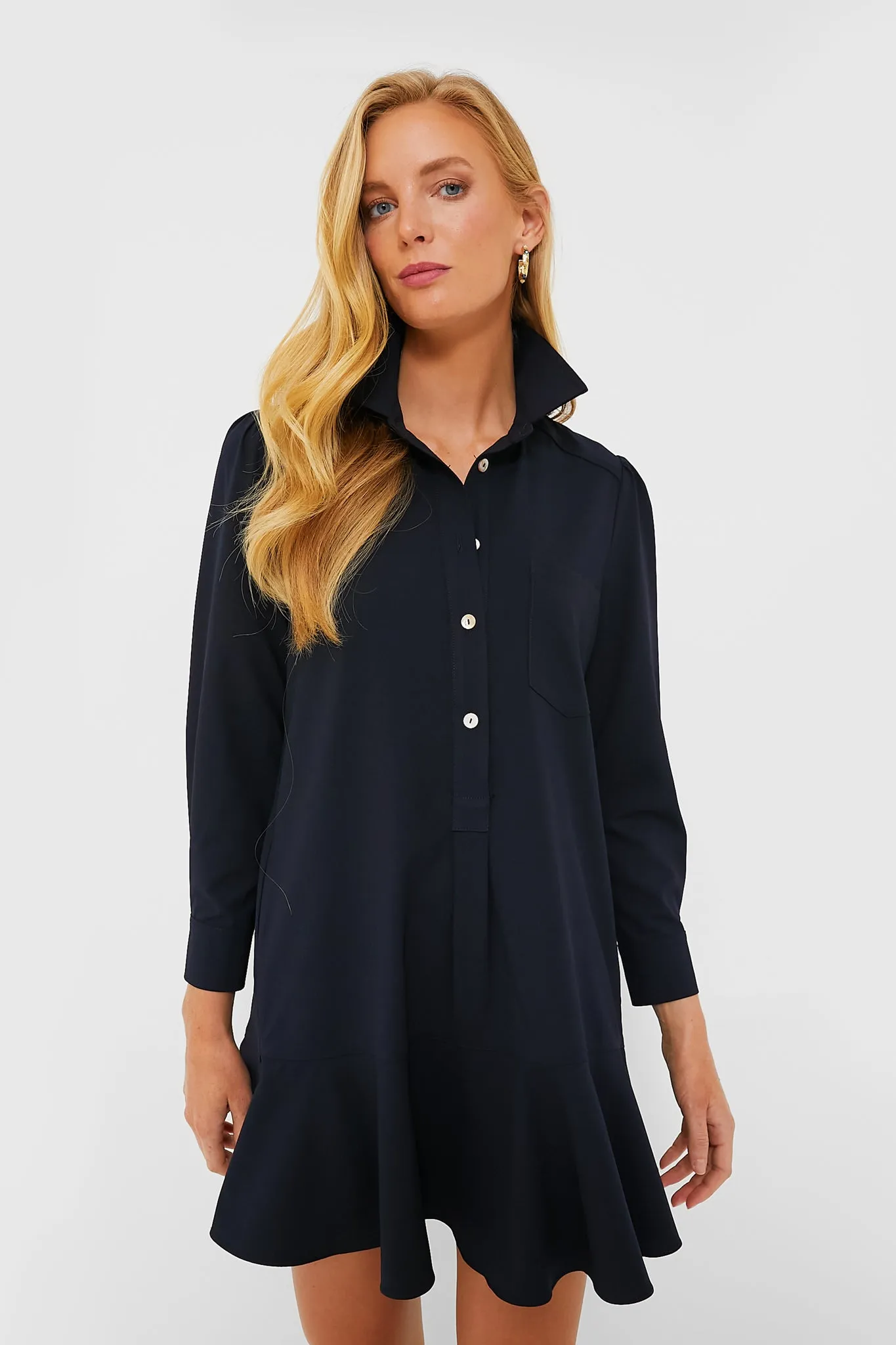 Navy Crepe Callahan Shirt Dress