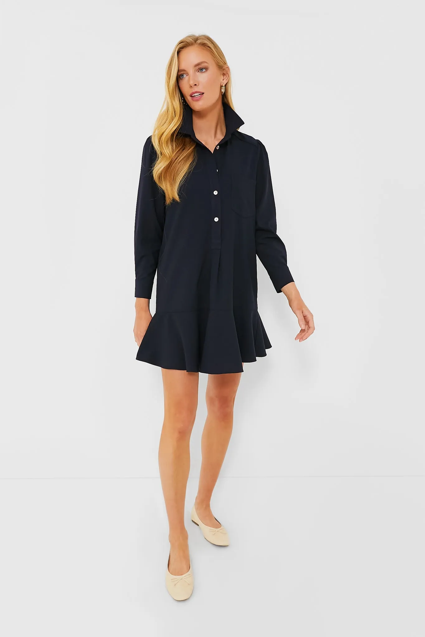 Navy Crepe Callahan Shirt Dress