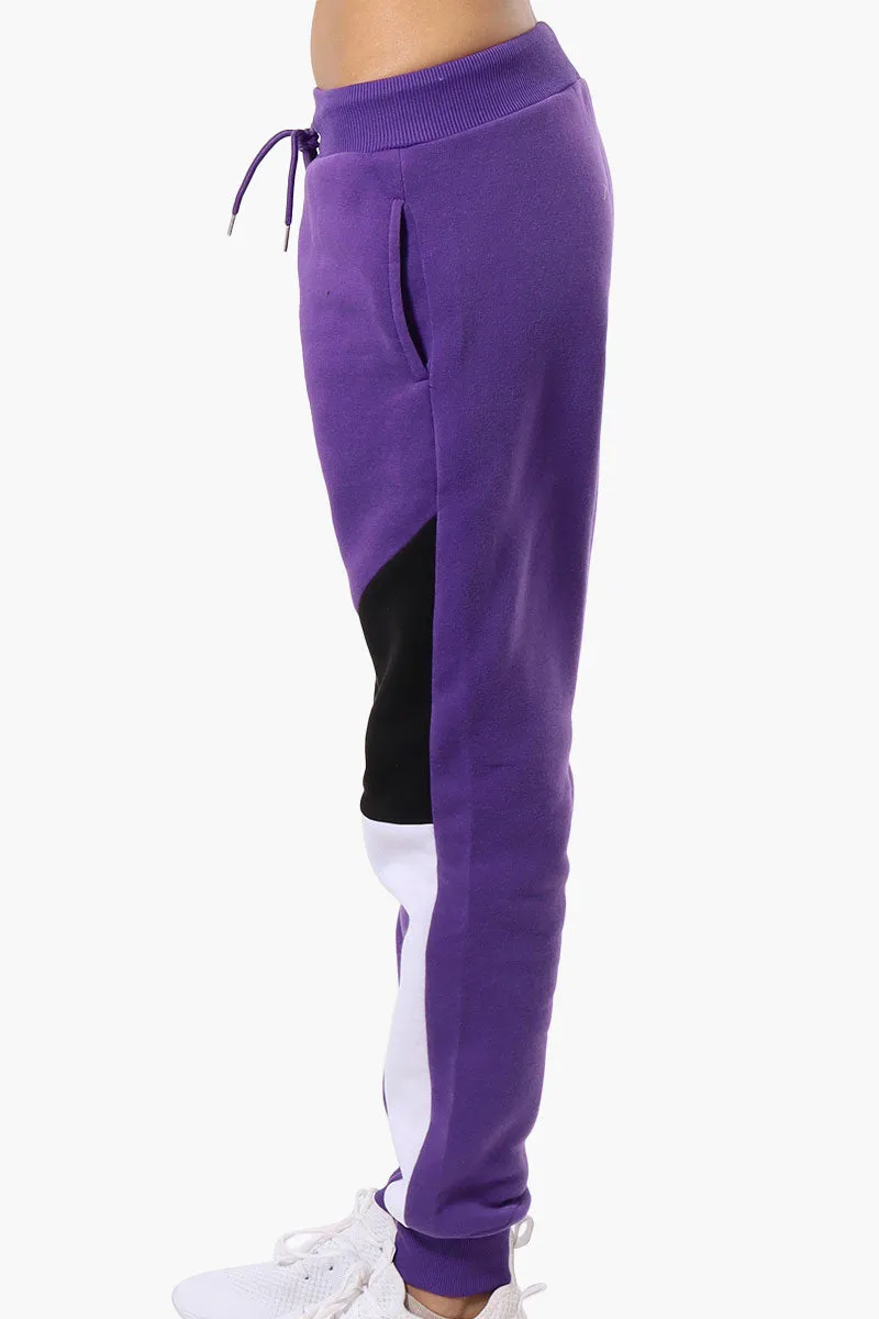 New Look Colour Block Fleece Joggers - Purple