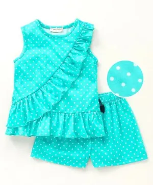 Polka Front Frill Top and Short Set