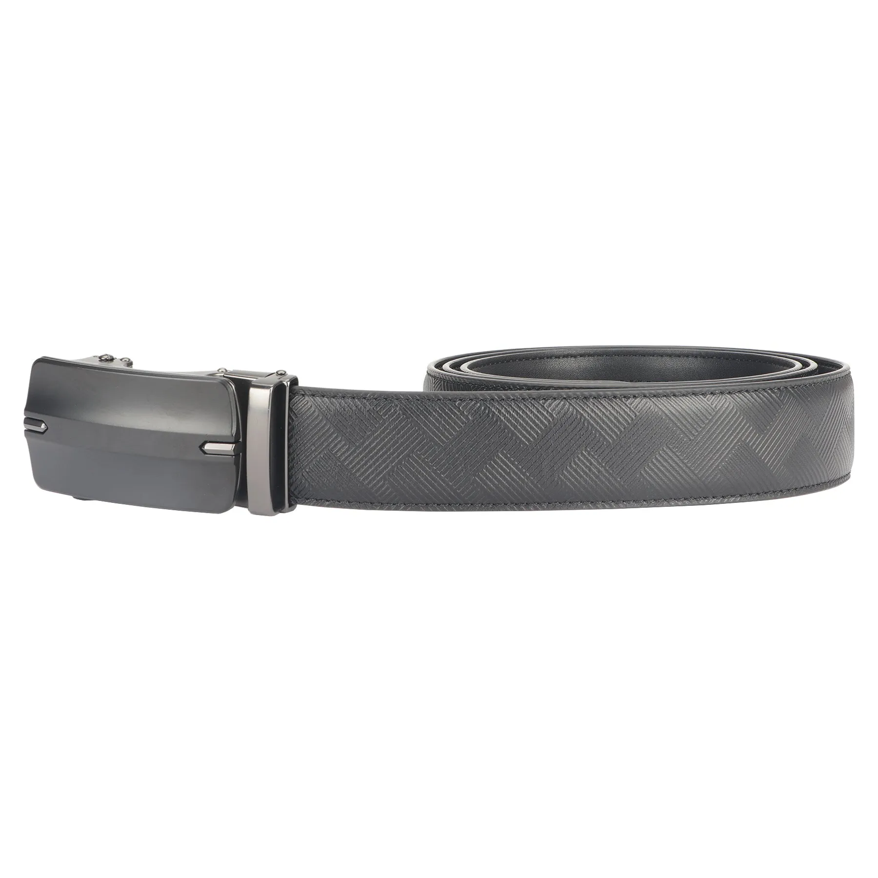 Premium leather auto lock buckle dress belt